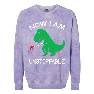 Now I Am Unstoppable Funny Trex Colorblast Crewneck Sweatshirt