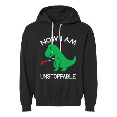 Now I Am Unstoppable Funny Trex Garment-Dyed Fleece Hoodie