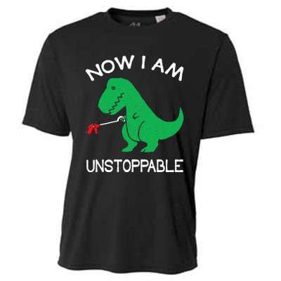 Now I Am Unstoppable Funny Trex Cooling Performance Crew T-Shirt