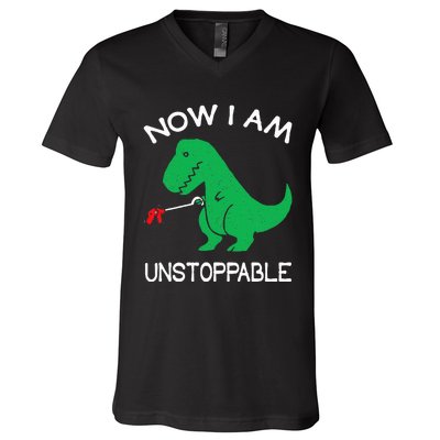 Now I Am Unstoppable Funny Trex V-Neck T-Shirt