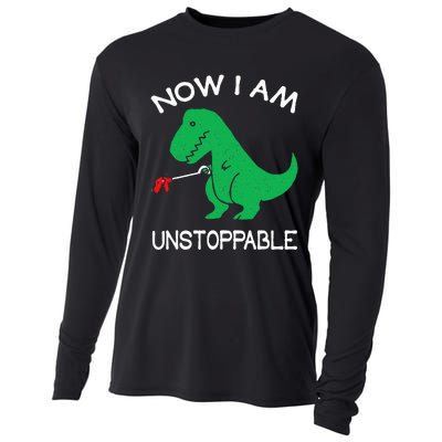 Now I Am Unstoppable Funny Trex Cooling Performance Long Sleeve Crew