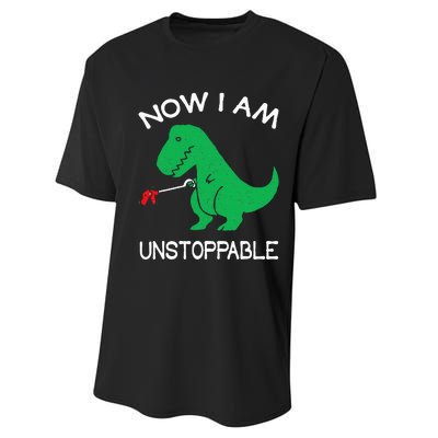 Now I Am Unstoppable Funny Trex Performance Sprint T-Shirt