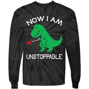 Now I Am Unstoppable Funny Trex Tie-Dye Long Sleeve Shirt