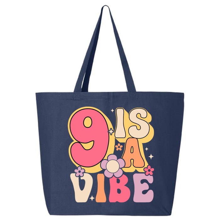 Nine Is A Vibe Birthday 9 Years Old Groovy Retro 25L Jumbo Tote