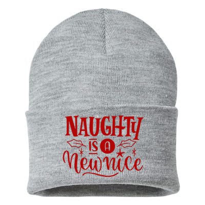 Naughty Is A New Nice Funny Holiday Gift Sustainable Knit Beanie