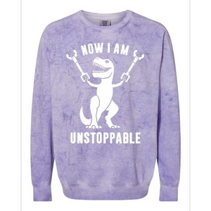 Now I Am Unstoppable Funny TRex Colorblast Crewneck Sweatshirt