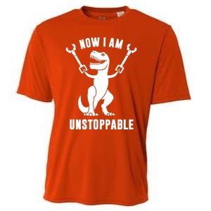 Now I Am Unstoppable Funny TRex Cooling Performance Crew T-Shirt