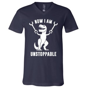 Now I Am Unstoppable Funny TRex V-Neck T-Shirt