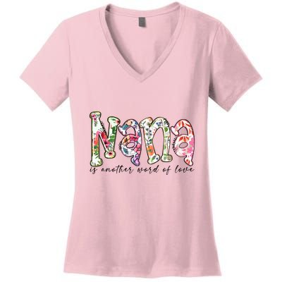 Nana Is Another Word Of Love Plus Size Shirts For Girl Mom Son Daughter Women Women's V-Neck T-Shirt