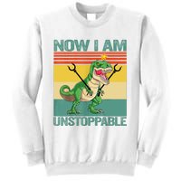 Now I Am Unstoppable TRex Funny Dinosaur Retro Vintage Sweatshirt