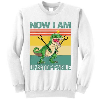 Now I Am Unstoppable TRex Funny Dinosaur Retro Vintage Sweatshirt