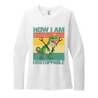 Now I Am Unstoppable TRex Funny Dinosaur Retro Vintage Womens CVC Long Sleeve Shirt