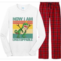 Now I Am Unstoppable TRex Funny Dinosaur Retro Vintage Long Sleeve Pajama Set