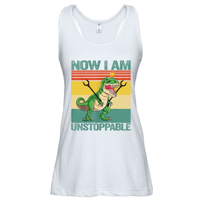 Now I Am Unstoppable TRex Funny Dinosaur Retro Vintage Ladies Essential Flowy Tank