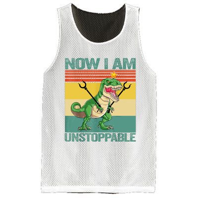 Now I Am Unstoppable TRex Funny Dinosaur Retro Vintage Mesh Reversible Basketball Jersey Tank