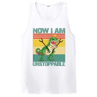 Now I Am Unstoppable TRex Funny Dinosaur Retro Vintage PosiCharge Competitor Tank