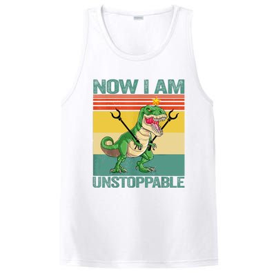 Now I Am Unstoppable TRex Funny Dinosaur Retro Vintage PosiCharge Competitor Tank