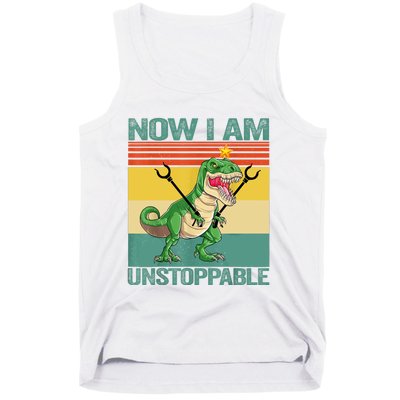 Now I Am Unstoppable TRex Funny Dinosaur Retro Vintage Tank Top