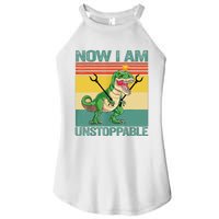 Now I Am Unstoppable TRex Funny Dinosaur Retro Vintage Women's Perfect Tri Rocker Tank