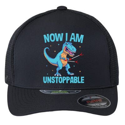 Now I Am Unstoppable Funny Trex Flexfit Unipanel Trucker Cap