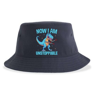 Now I Am Unstoppable Funny Trex Sustainable Bucket Hat