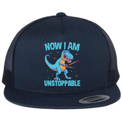 Now I Am Unstoppable Funny Trex Flat Bill Trucker Hat