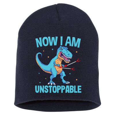 Now I Am Unstoppable Funny Trex Short Acrylic Beanie