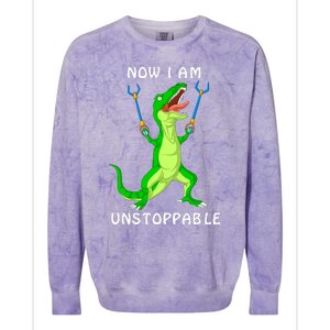 Now I Am Unstoppable Dinosaur Colorblast Crewneck Sweatshirt