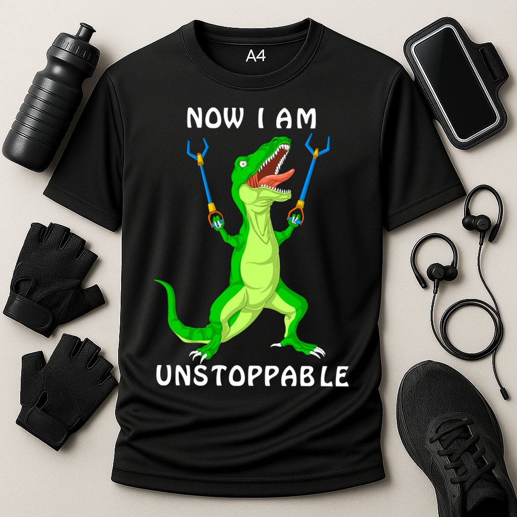Now I Am Unstoppable Dinosaur Cooling Performance Crew T-Shirt