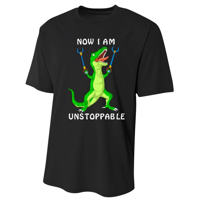 Now I Am Unstoppable Dinosaur Performance Sprint T-Shirt