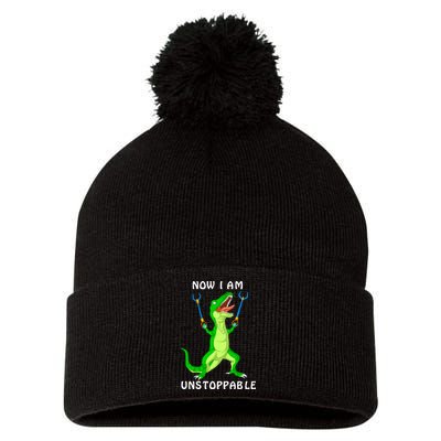Now I Am Unstoppable Dinosaur Pom Pom 12in Knit Beanie