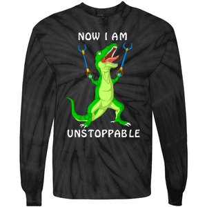 Now I Am Unstoppable Dinosaur Tie-Dye Long Sleeve Shirt