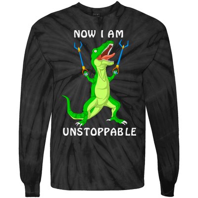 Now I Am Unstoppable Dinosaur Tie-Dye Long Sleeve Shirt