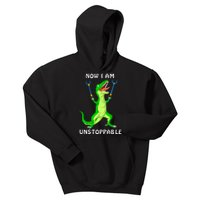 Now I Am Unstoppable Dinosaur Kids Hoodie