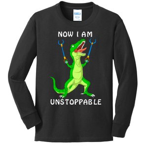 Now I Am Unstoppable Dinosaur Kids Long Sleeve Shirt