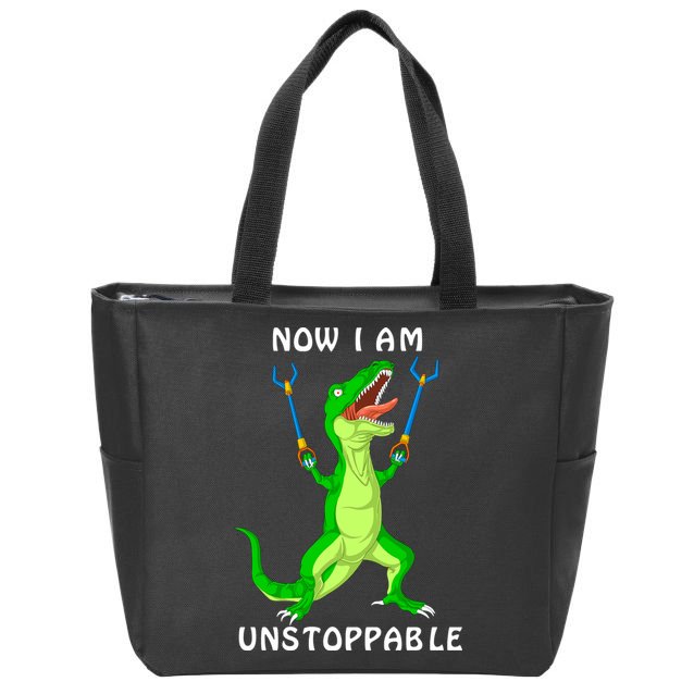 Now I Am Unstoppable Dinosaur Zip Tote Bag