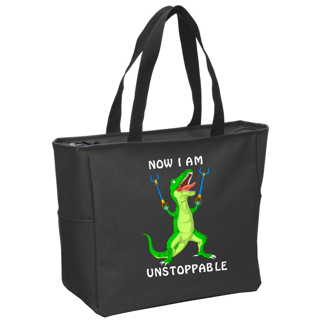 Now I Am Unstoppable Dinosaur Zip Tote Bag
