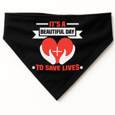 Nurse Its A Beautiful Day To Save Lives Rn Nurse Gift USA-Made Doggie Bandana