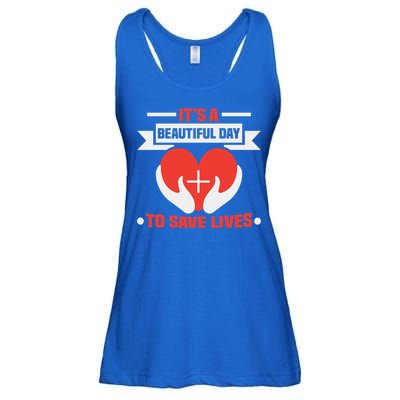 Nurse Its A Beautiful Day To Save Lives Rn Nurse Gift Ladies Essential Flowy Tank