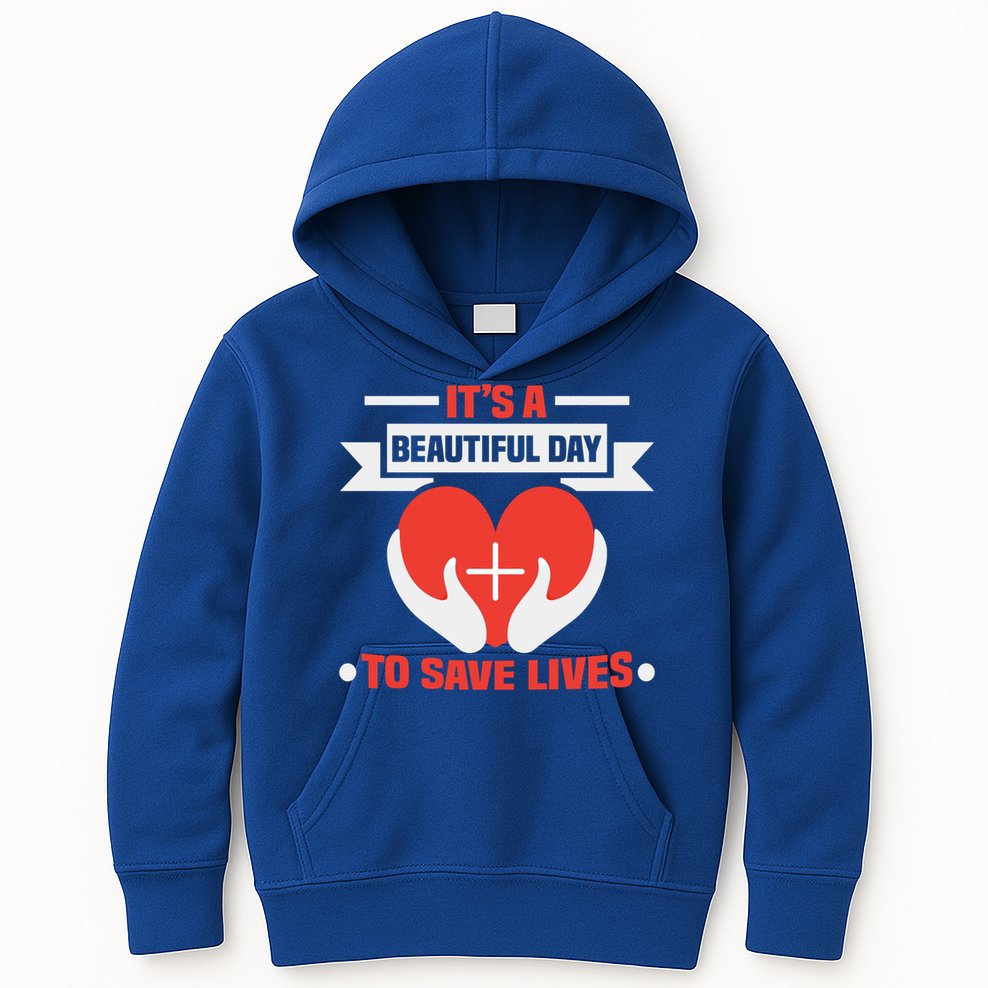 Nurse Its A Beautiful Day To Save Lives Rn Nurse Gift Kids Hoodie