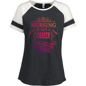 Nursing Is A Post Apocalyptic Survival Skill Funny Gift Enza Ladies Jersey Colorblock Tee