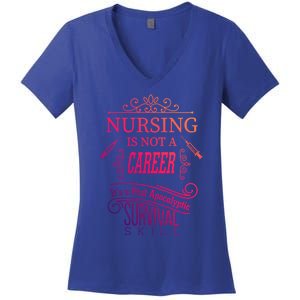 Nursing Is A Post Apocalyptic Survival Skill Funny Gift Women's V-Neck T-Shirt