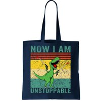 Now I am Unstoppable T-Rex Funny Dinosaur Retro Vintage Tote Bag