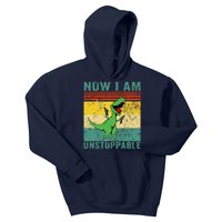 Now I am Unstoppable T-Rex Funny Dinosaur Retro Vintage Kids Hoodie