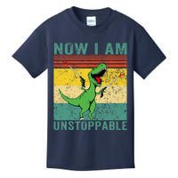 Now I am Unstoppable T-Rex Funny Dinosaur Retro Vintage Kids T-Shirt