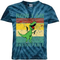 Now I am Unstoppable T-Rex Funny Dinosaur Retro Vintage Kids Tie-Dye T-Shirt