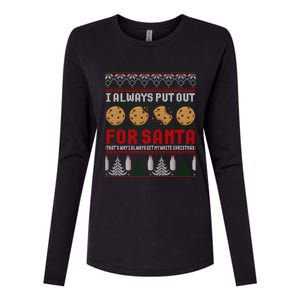 Naughty I Always Put Out For Santa Christmas Ugly Sweater Gift Womens Cotton Relaxed Long Sleeve T-Shirt