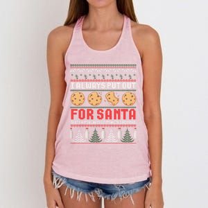 Naughty I Always Put Out For Santa Christmas Ugly Sweater Gift Women's Knotted Racerback Tank