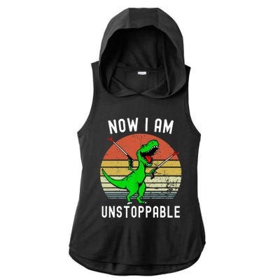 Now I Am Unstoppable Trex Ladies PosiCharge Tri-Blend Wicking Draft Hoodie Tank