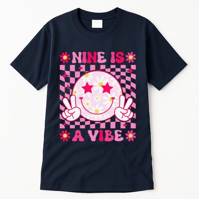 Nine Is A Vibe Birthday Groovy 9 Year Old Girl 9th Birthday Tall T-Shirt